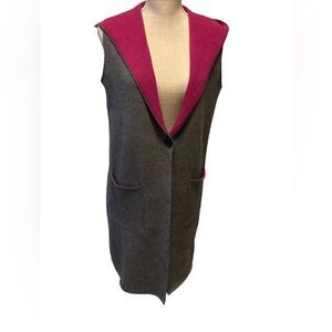 RAIN Gray and Pink Vest Hoodie Small